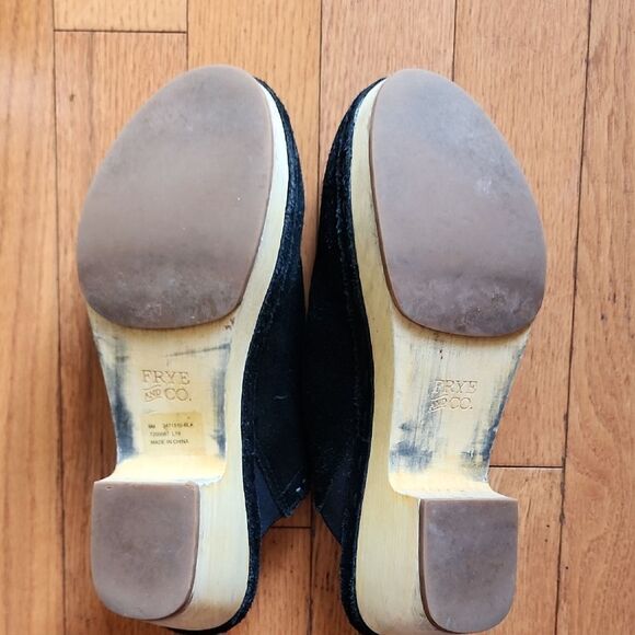 FRYE AND CO. Black Suede Mules - Women's Size 9 - Picture 5 of 6